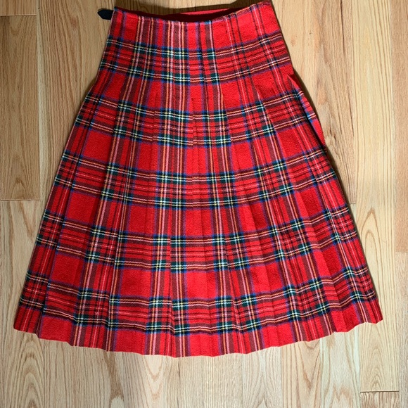 Vintage plaid kilt wool skirt - Picture 2 of 6